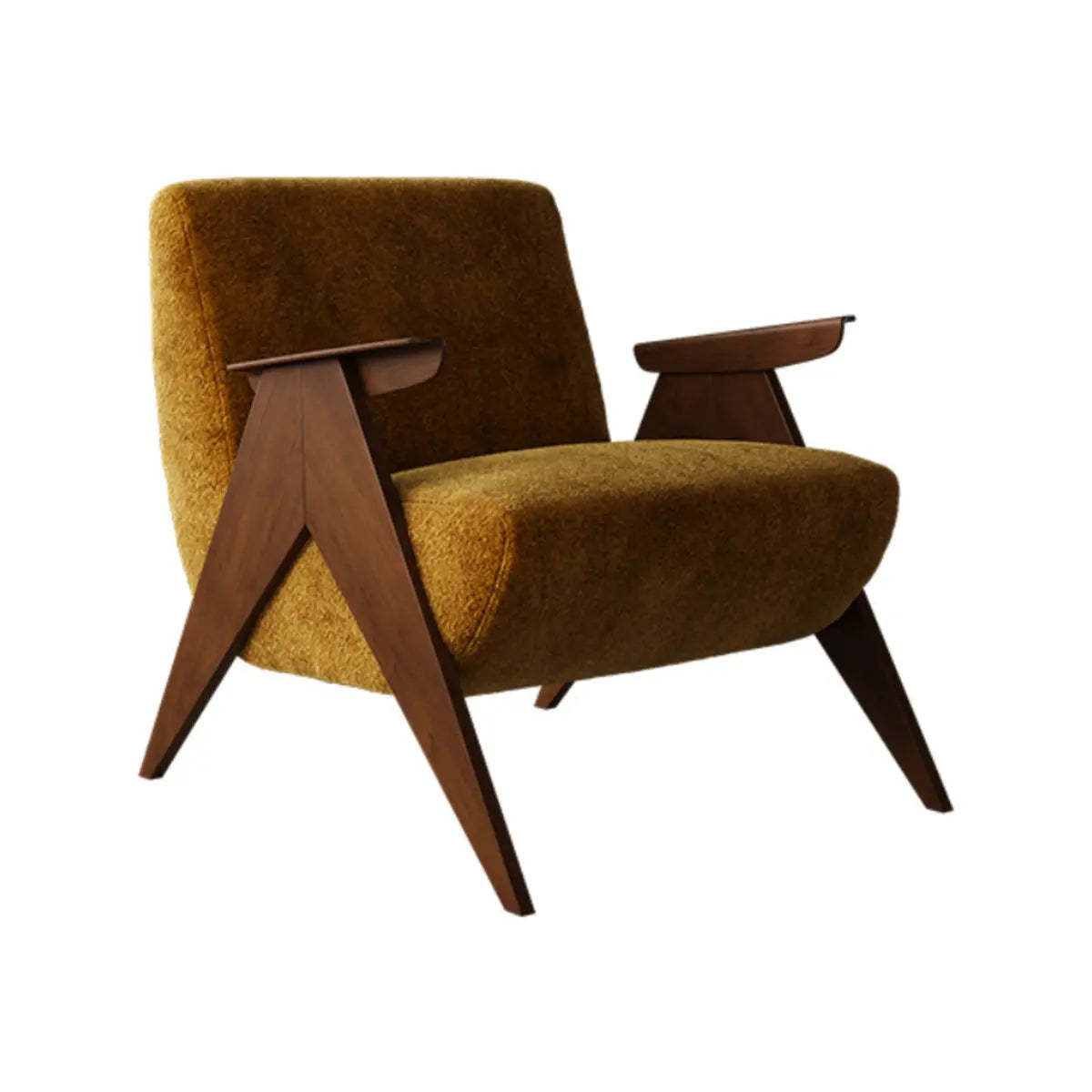 Off-White Chenille Wood Frame Accent Chair — Green / Chenille