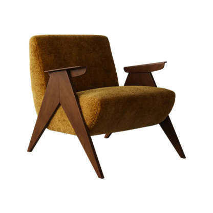 Off-White Chenille Wood Frame Accent Chair — Green / Chenille