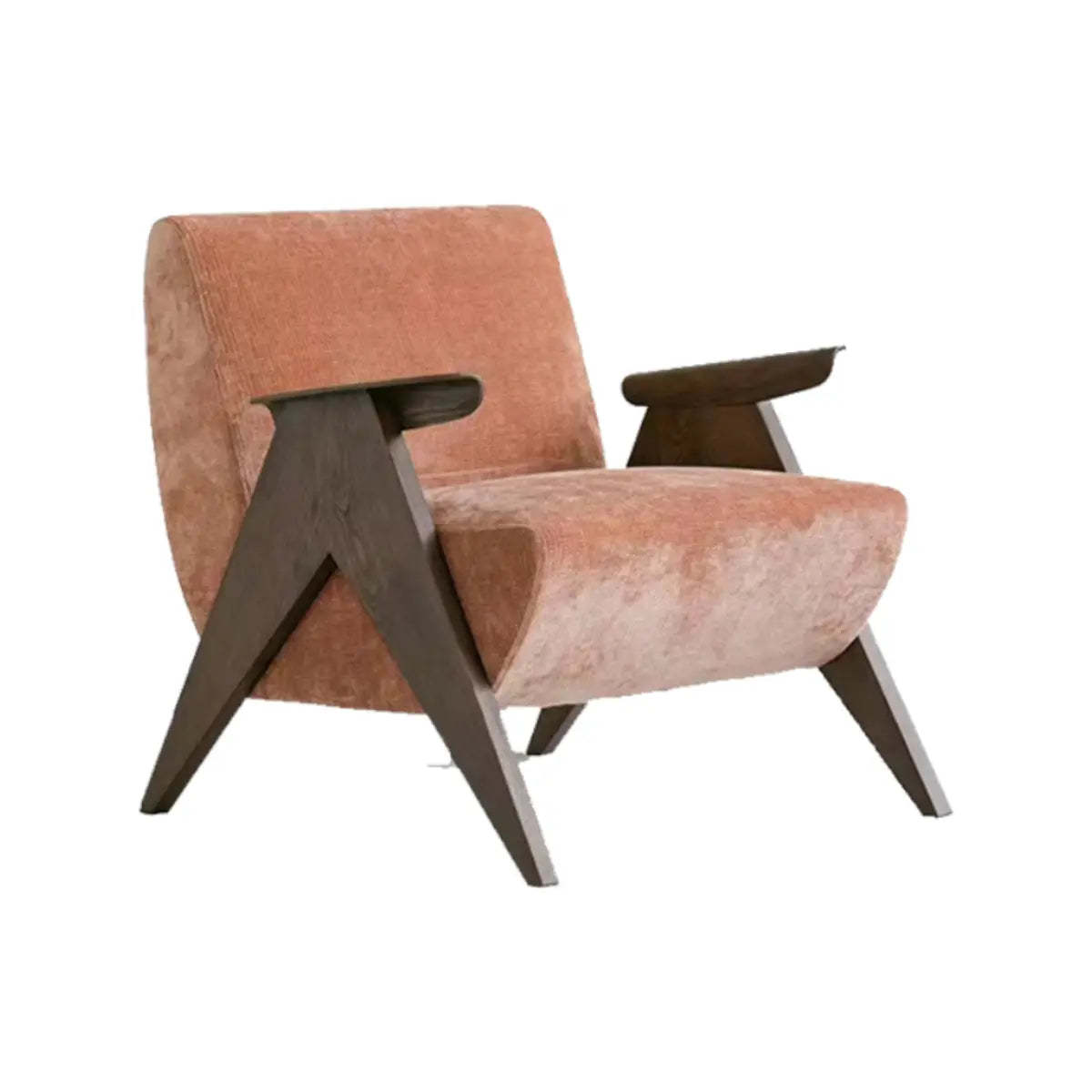 Off-White Chenille Wood Frame Accent Chair