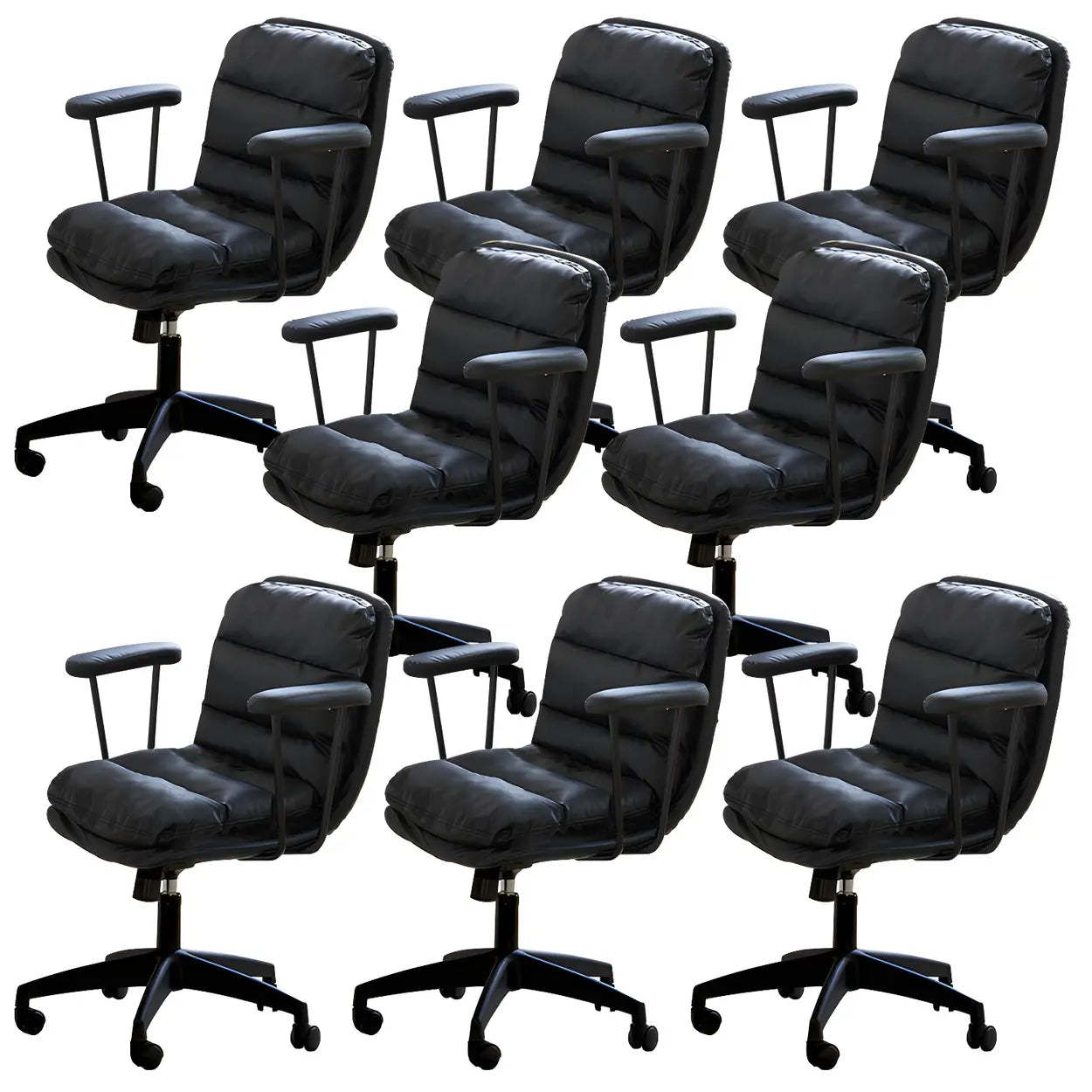 Off-White Ergonomic Swivel PU Leather Office Chair — Off-White / 8 Piece Set