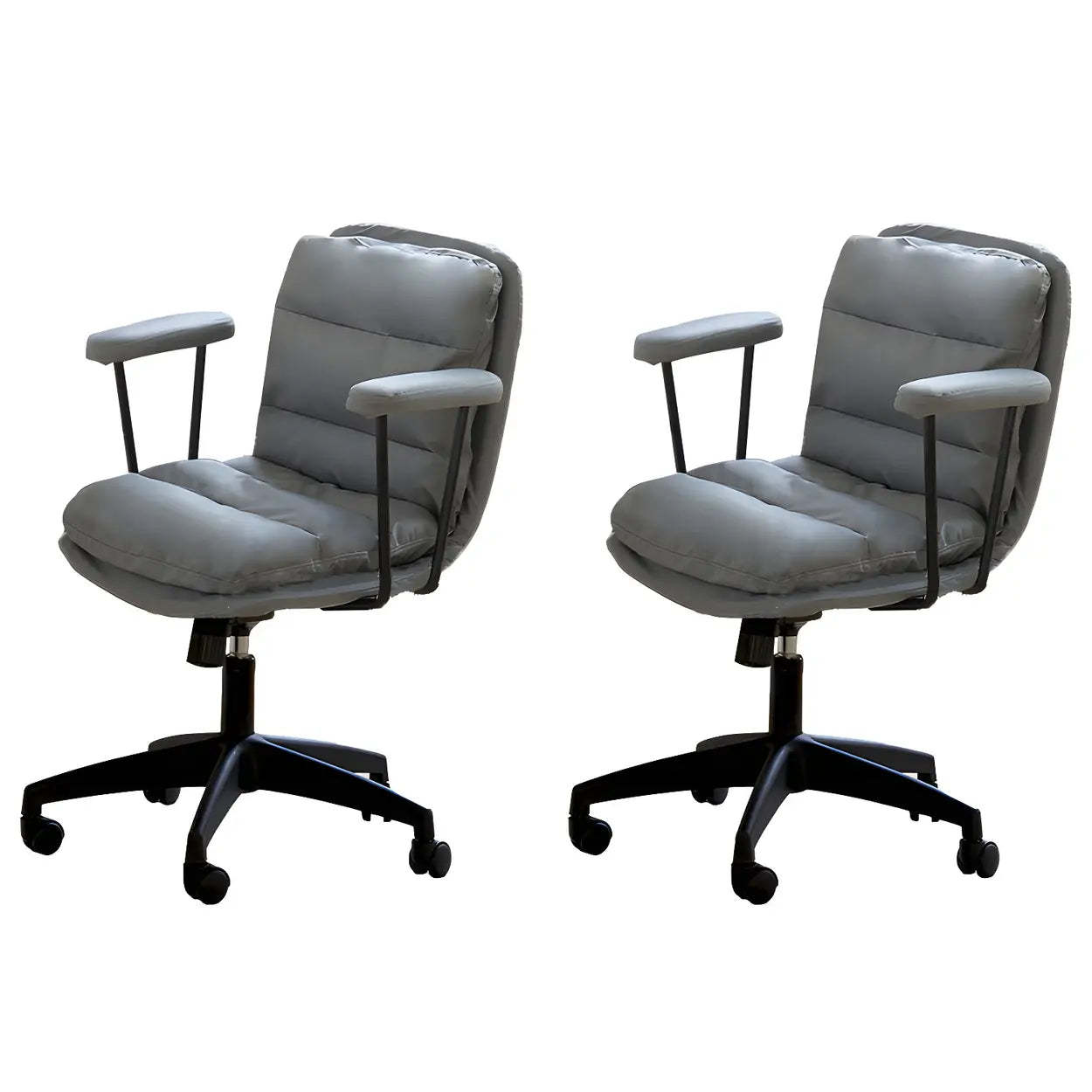 Off-White Ergonomic Swivel PU Leather Office Chair — Pink / 6 Piece Set