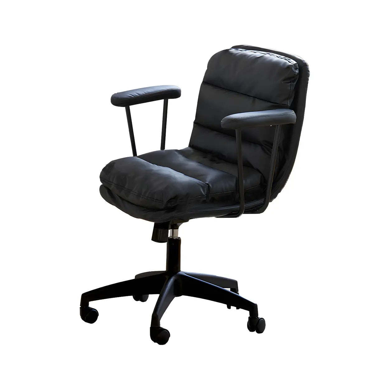 Leather off-white black leather office chairs, Lighom — Set of 1