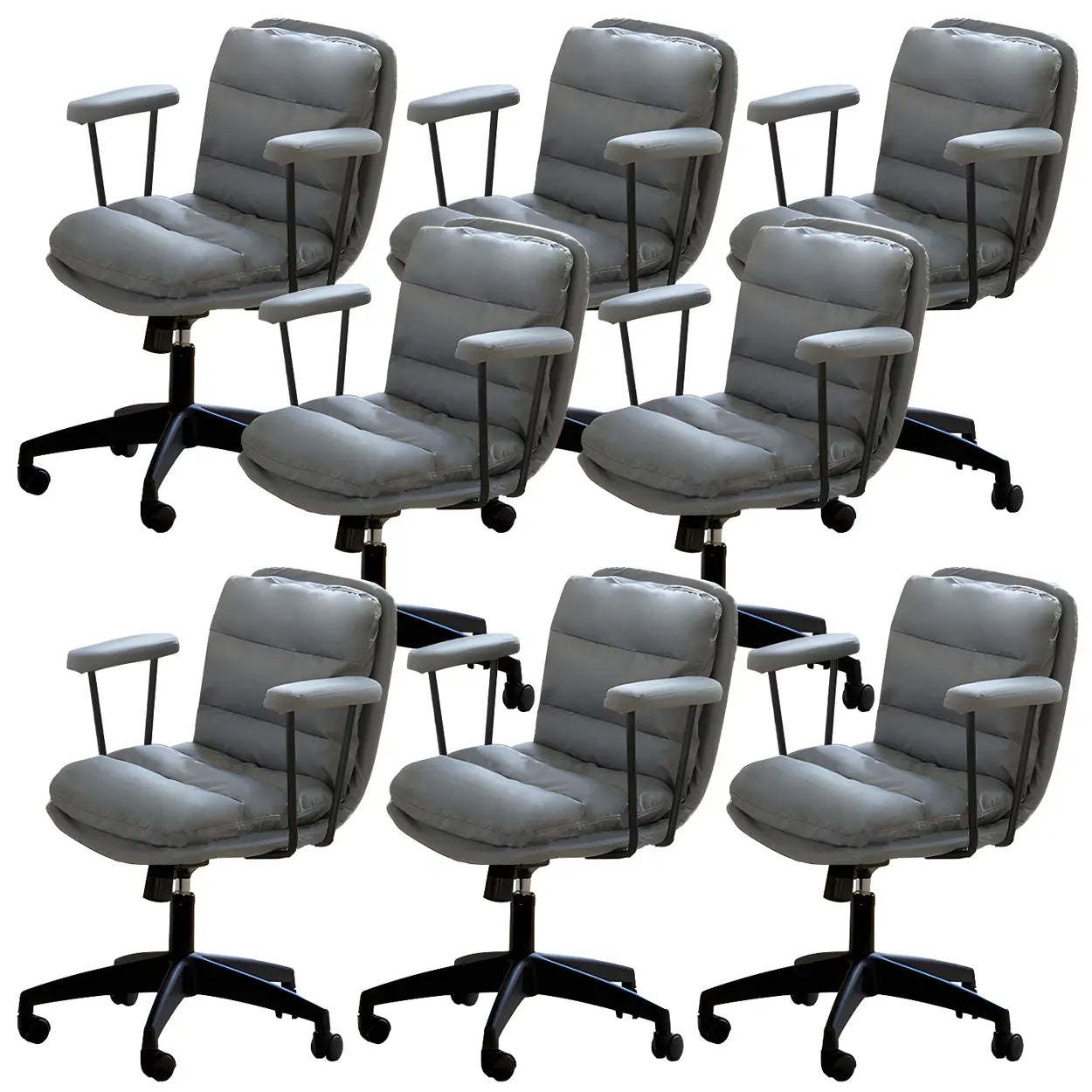 Off-White Ergonomic Swivel PU Leather Office Chair — Orange / 8 Piece Set