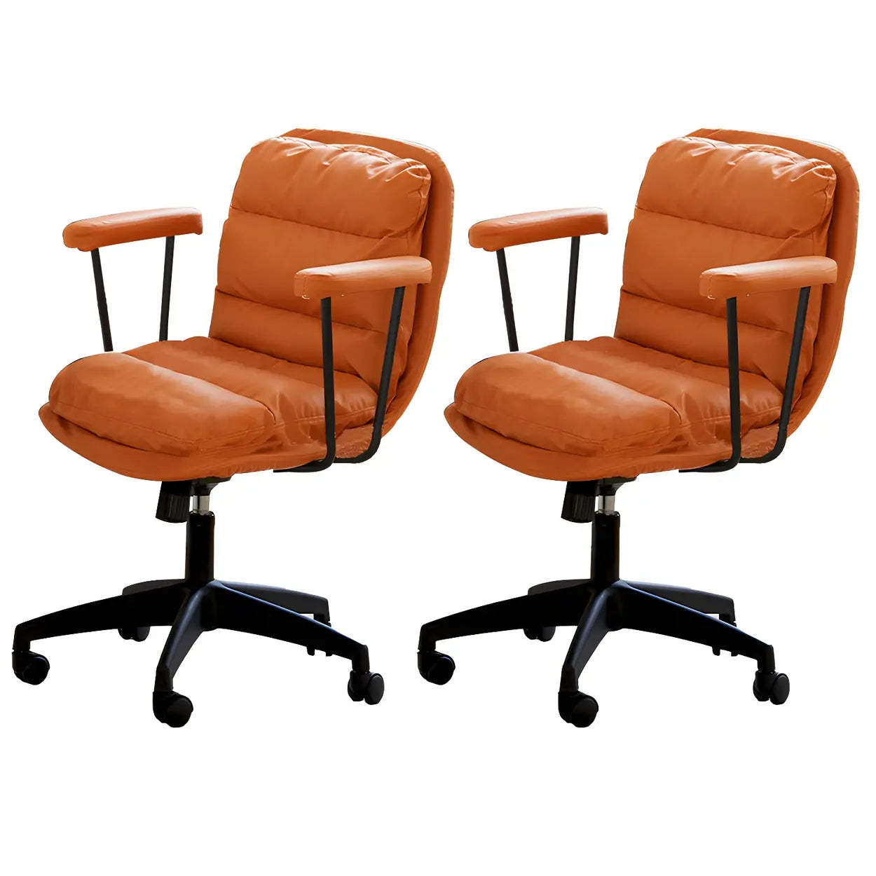 Off-White Ergonomic Swivel PU Leather Office Chair — Grey / 2 Piece Set