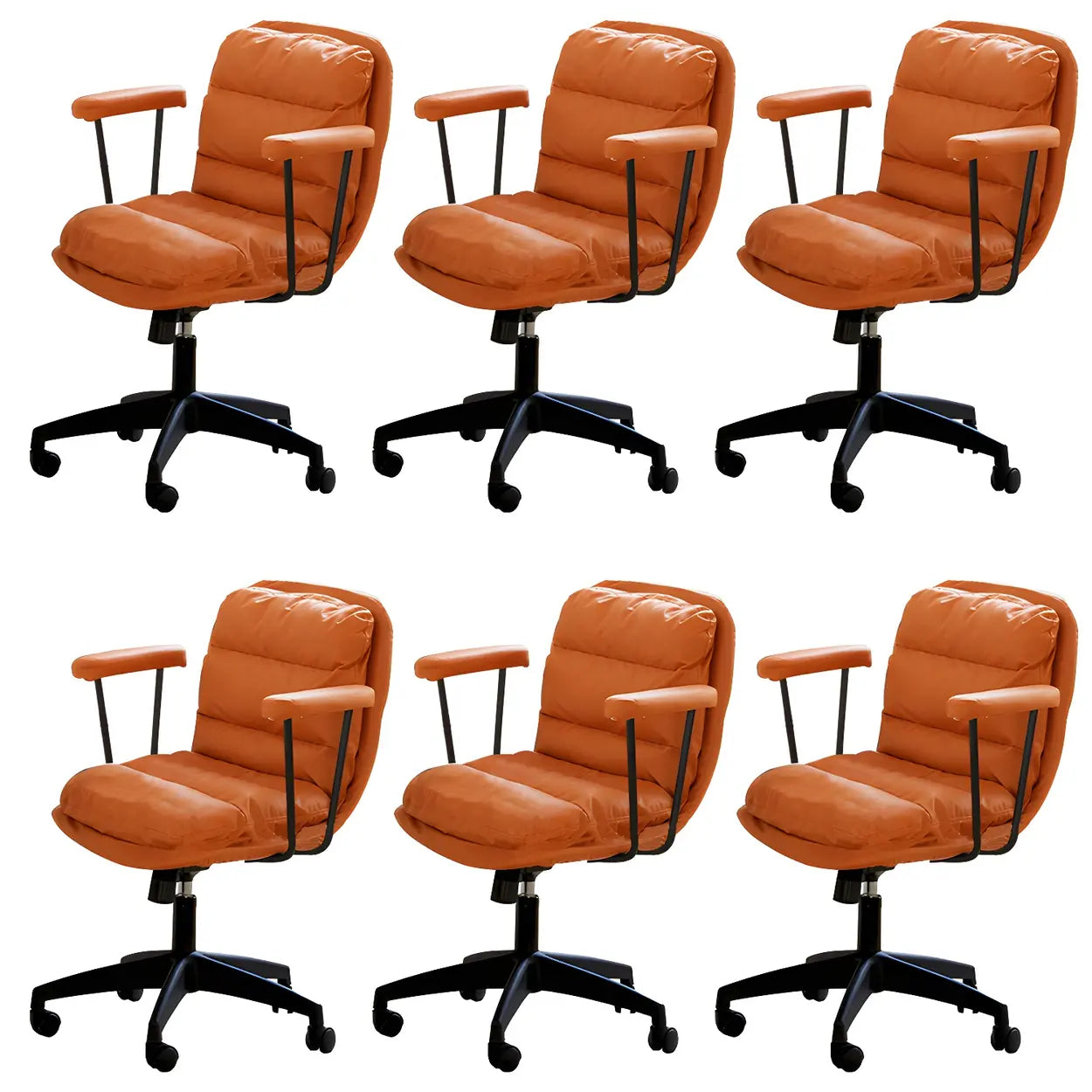 Off-White Ergonomic Swivel PU Leather Office Chair — Grey / 6 Piece Set