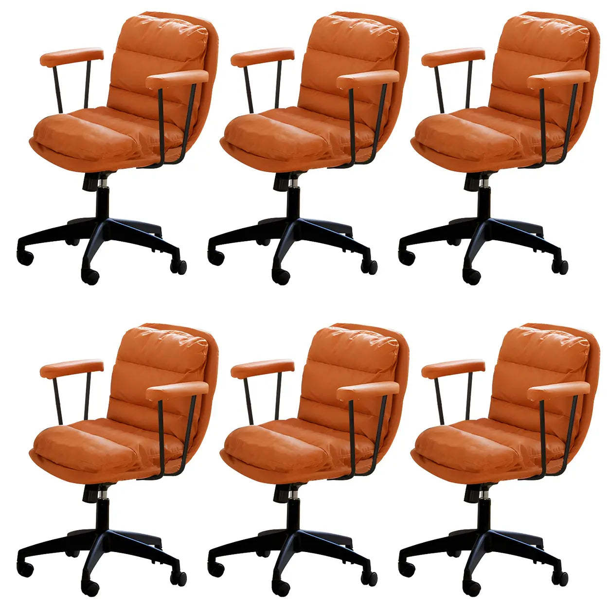 Off-White Ergonomic Swivel PU Leather Office Chair — Grey / 6 Piece Set