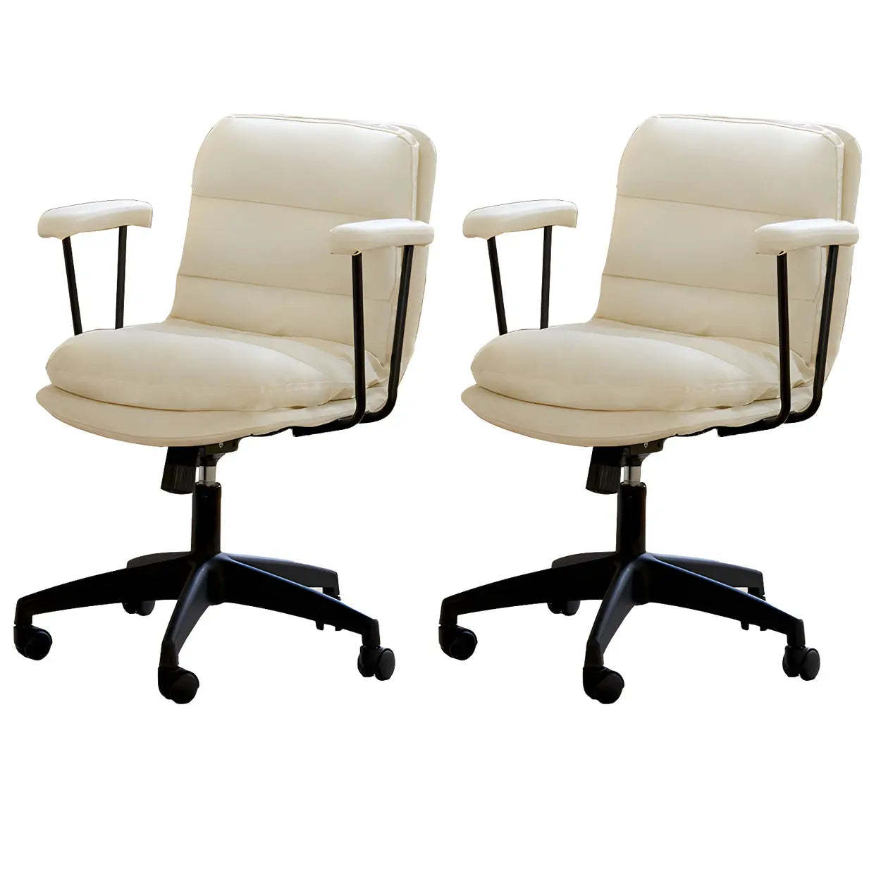 Off-White Ergonomic Swivel PU Leather Office Chair