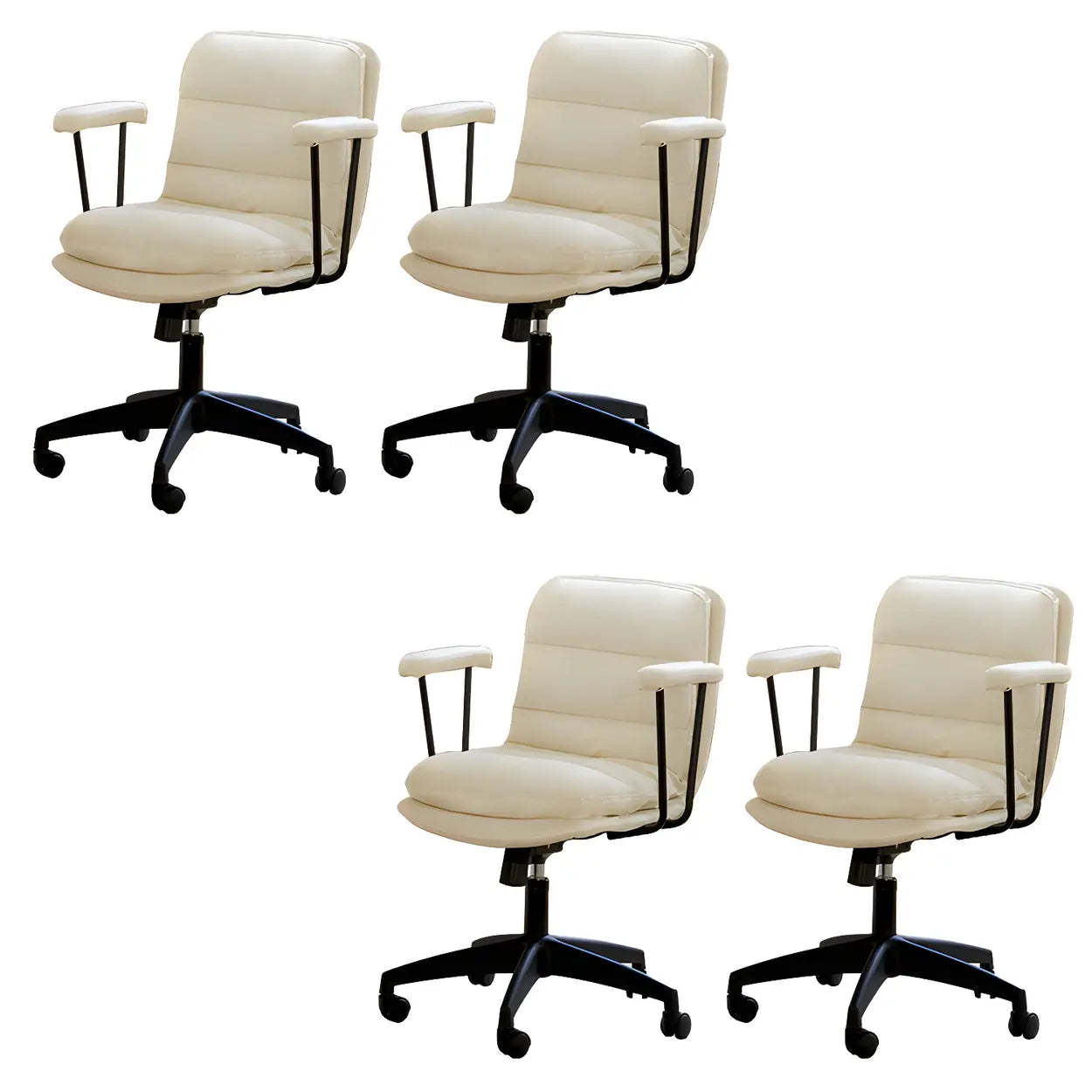 Off-White Ergonomic Swivel PU Leather Office Chair