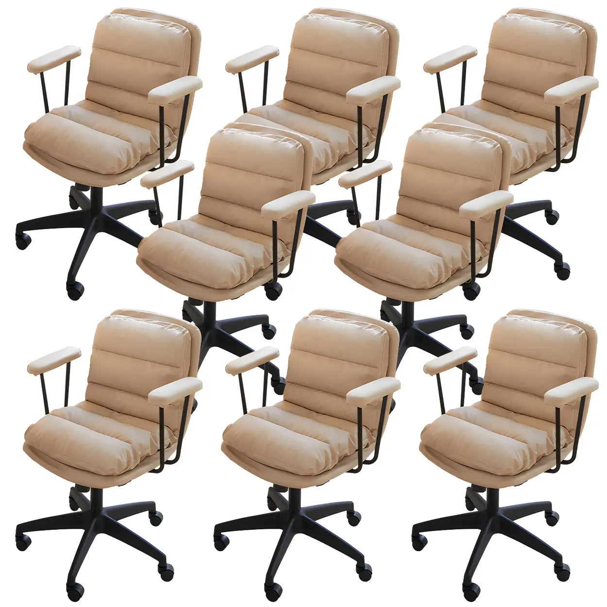 Off-White Ergonomic Swivel PU Leather Office Chair