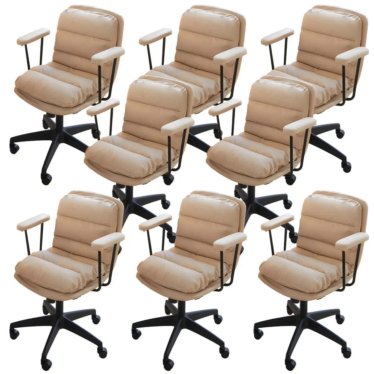 Off-White Ergonomic Swivel PU Leather Office Chair