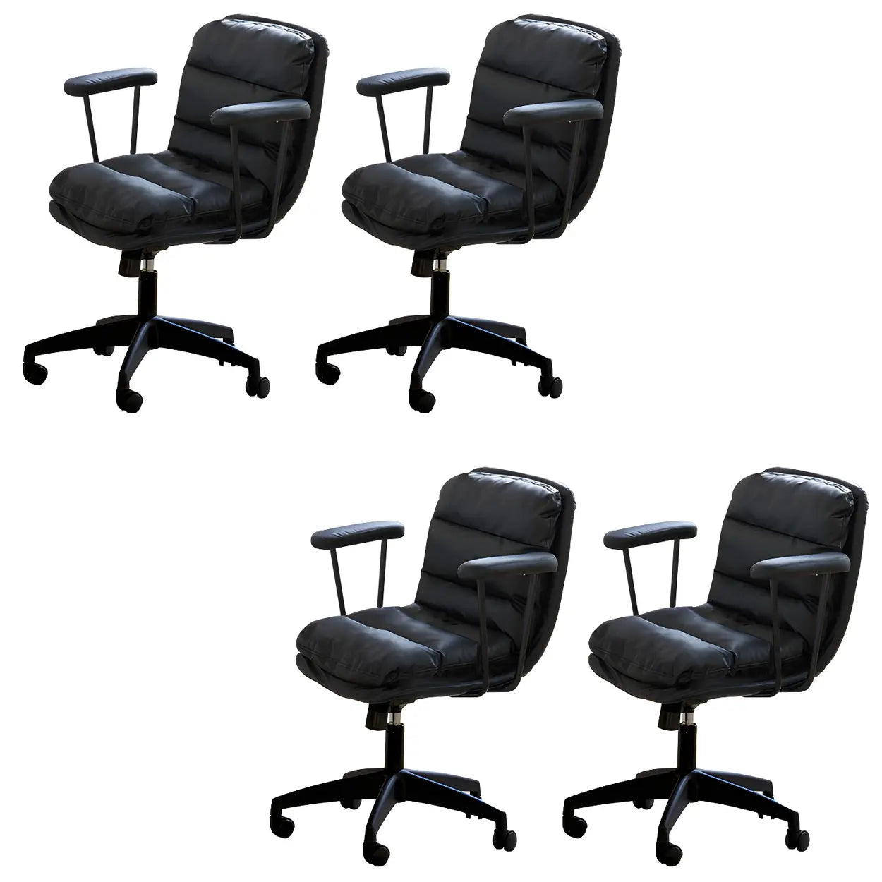 Off-White Ergonomic Swivel PU Leather Office Chair — Off-White / 1 Piece