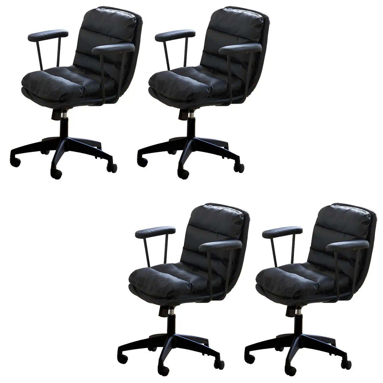 Off-White Ergonomic Swivel PU Leather Office Chair — Off-White / 1 Piece