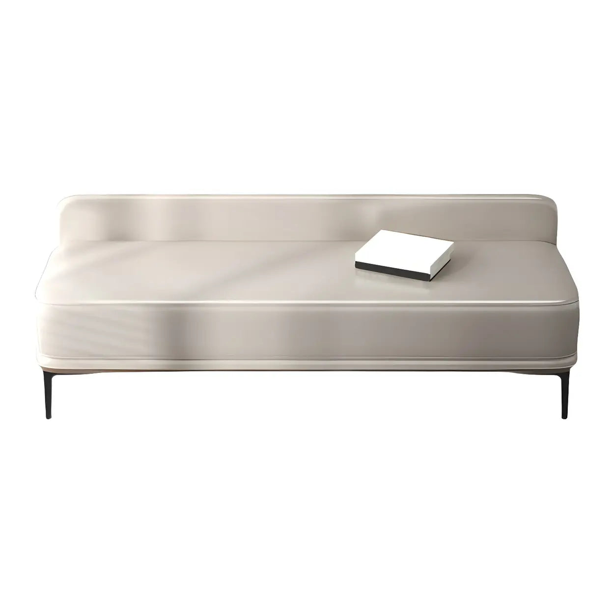 Off-White Faux Leather Cushioned Bedroom Bench — Off-White