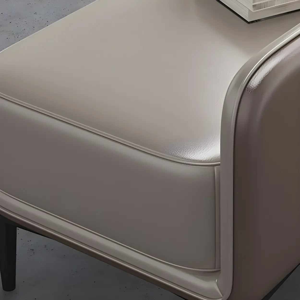 Off-White Faux Leather Cushioned Bedroom Bench — Off-White