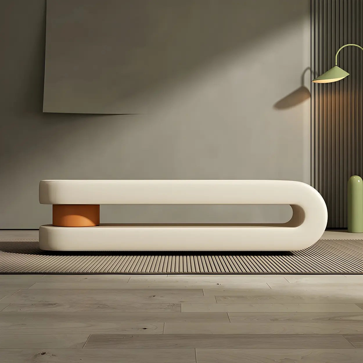 Off-White Faux Leather Bedroom Bench