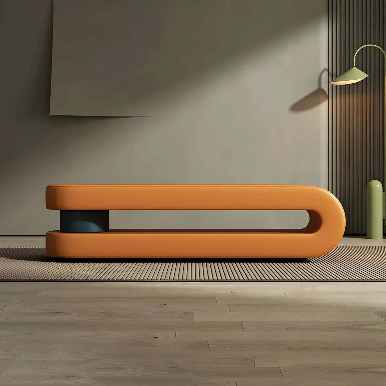 Off-White Faux Leather Bedroom Bench — Off-White
