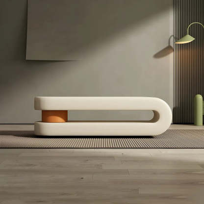 Off-White Faux Leather Bedroom Bench — Green
