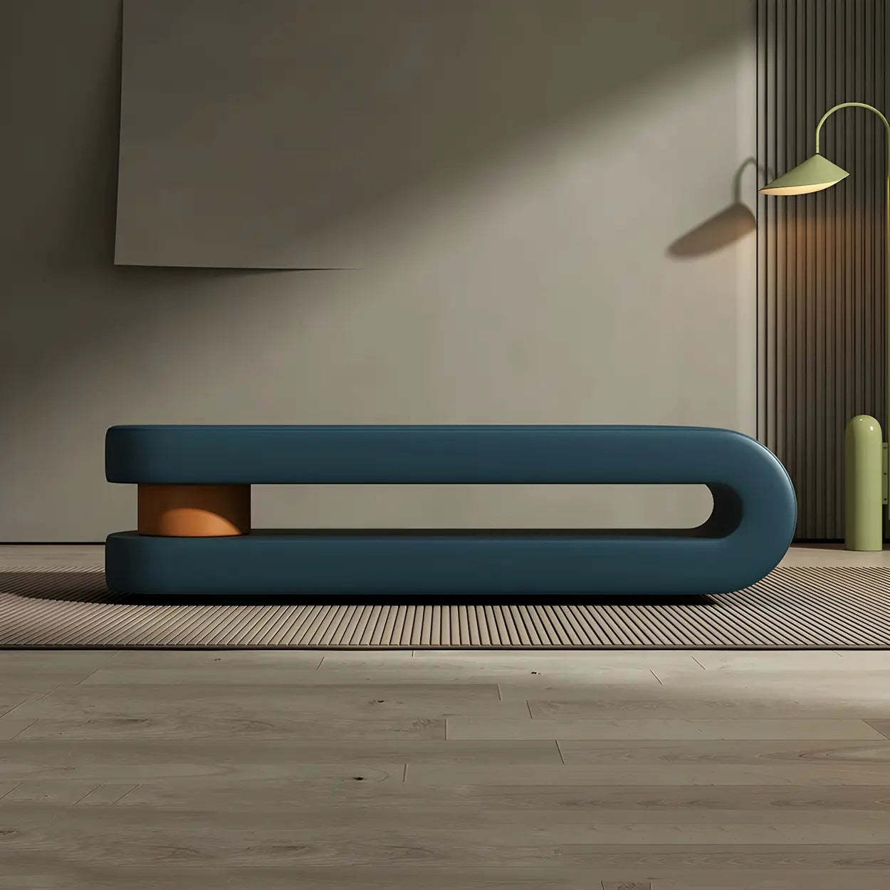 Off-White Faux Leather Bedroom Bench — Light Gray