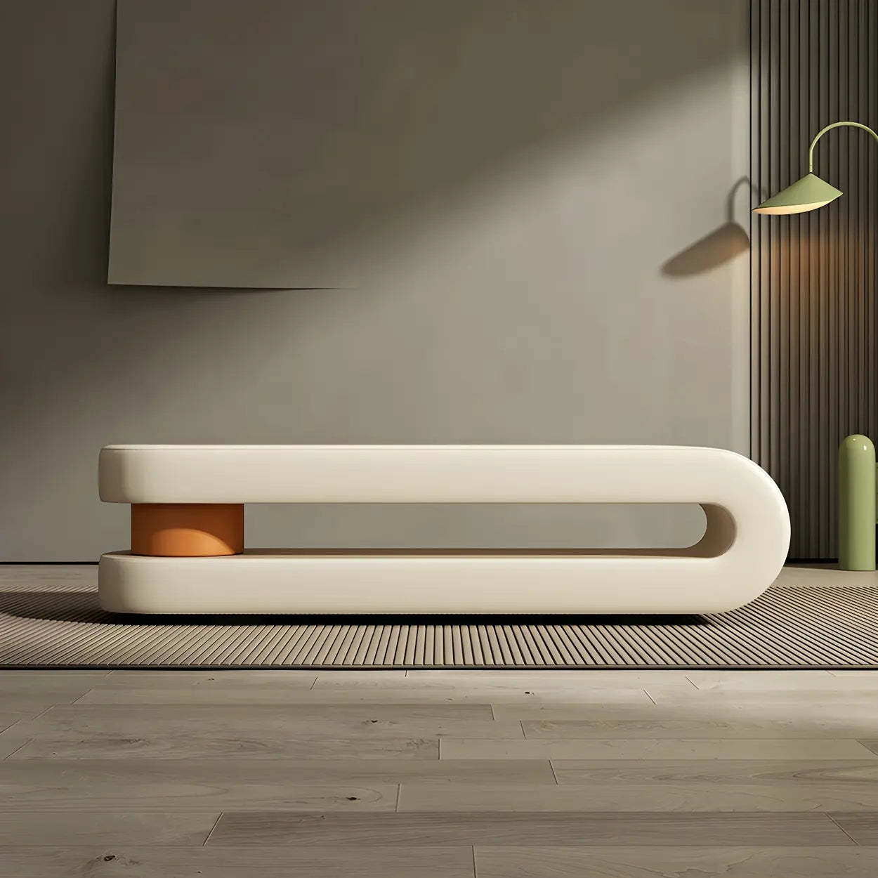 Off-White Faux Leather Bedroom Bench — Dark Gray