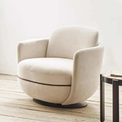 Off-White Flannel Swivel Barrel Chair — Flannel