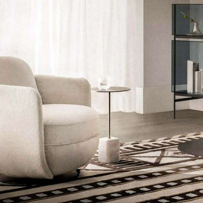 Off-White Flannel Swivel Barrel Chair