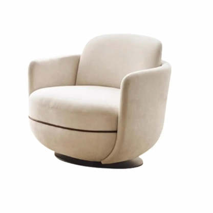 Off-White Flannel Swivel Barrel Chair