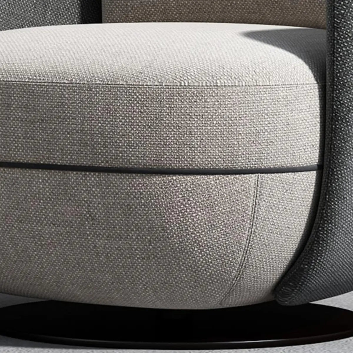 Off-White Flannel Swivel Barrel Chair