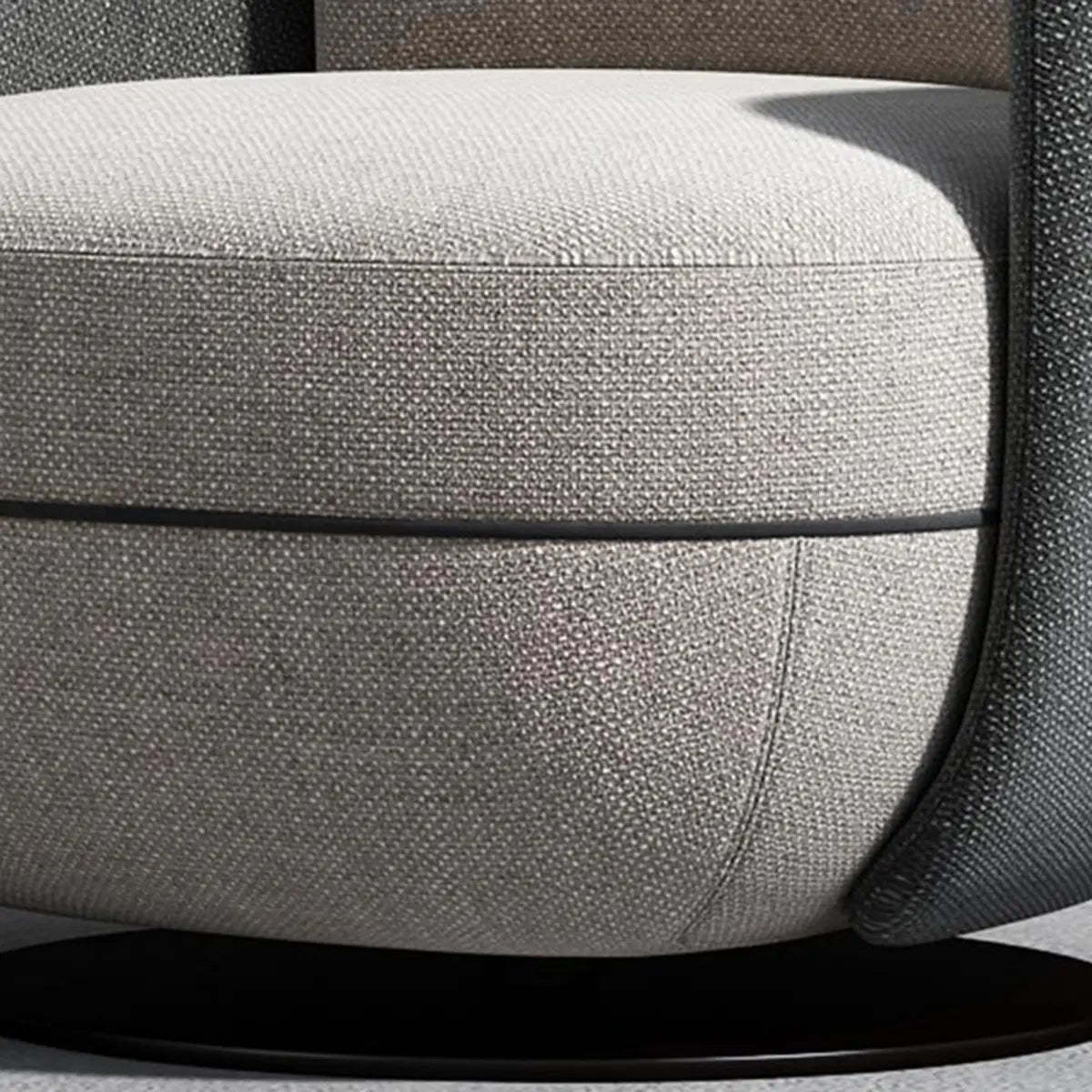 Off-White Flannel Swivel Barrel Chair