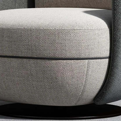 Off-White Flannel Swivel Barrel Chair