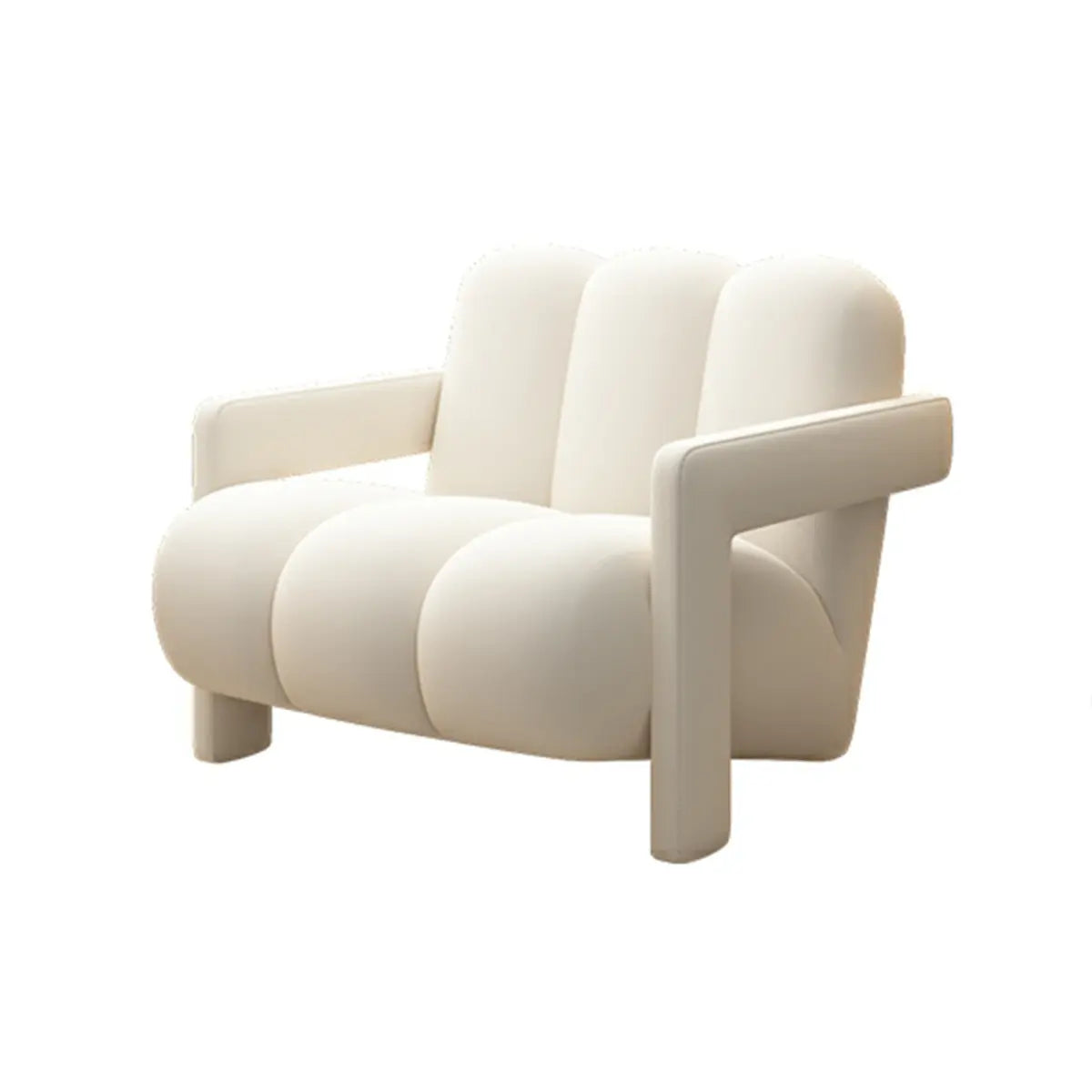 Off-White Frosted Velvet Mid-Back Arm Chair