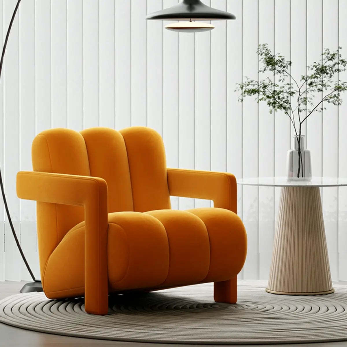 Modern arm off-white accent chairs in velvet metal linen