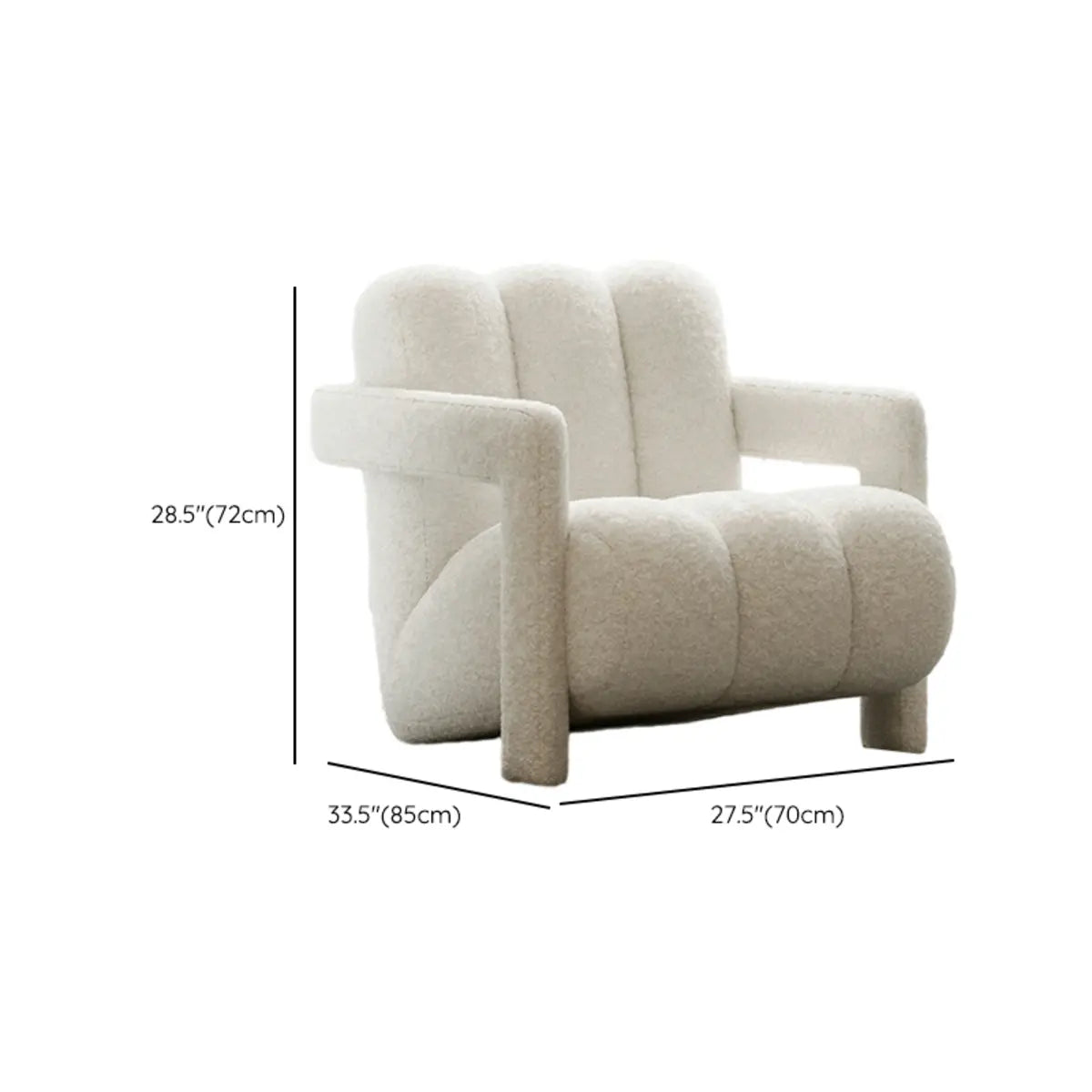 Off-White Frosted Velvet Mid-Back Arm Chair