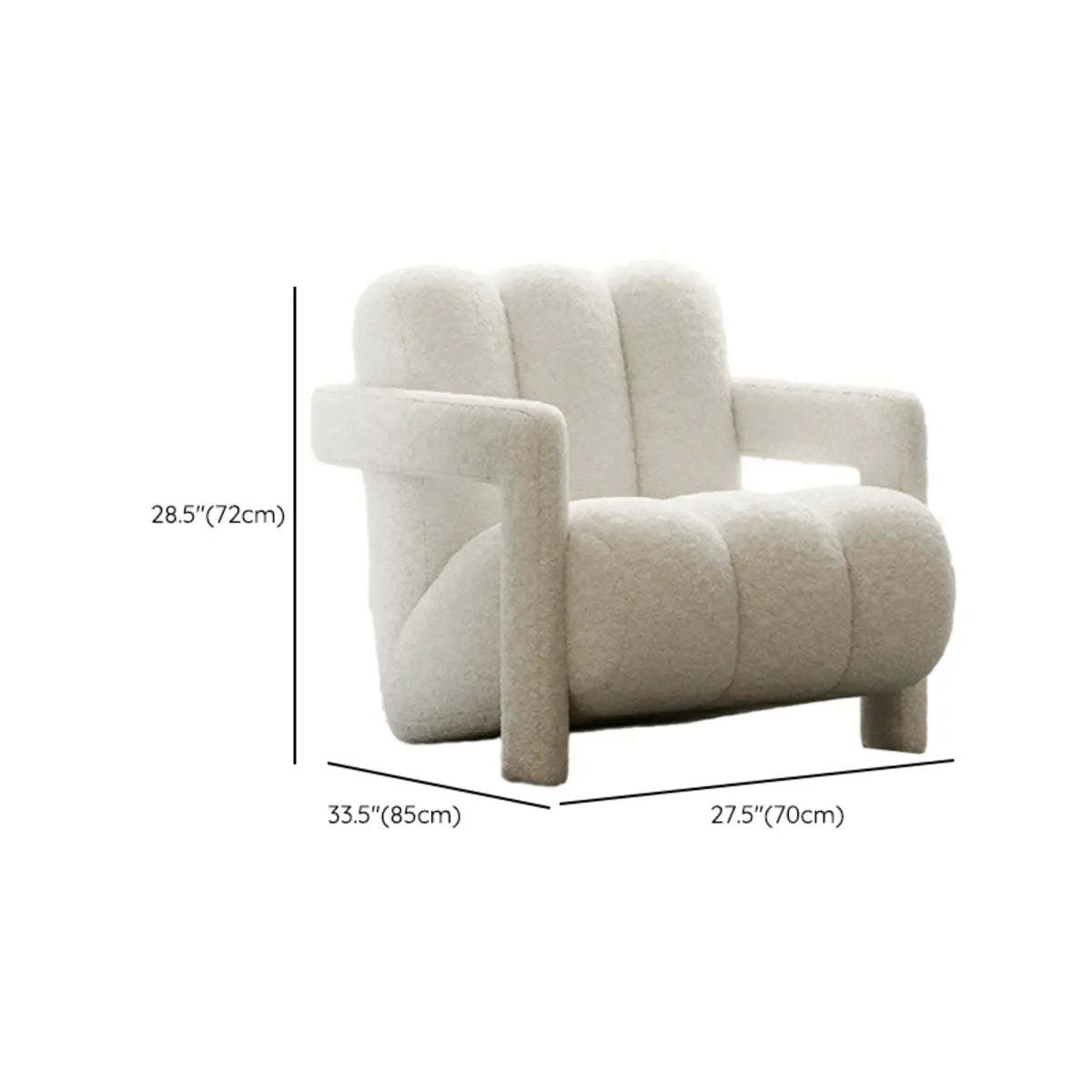 Off-White Frosted Velvet Mid-Back Arm Chair