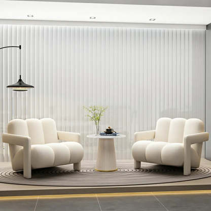 Off-White Frosted Velvet Mid-Back Arm Chair — Coffee / Frosted Velvet