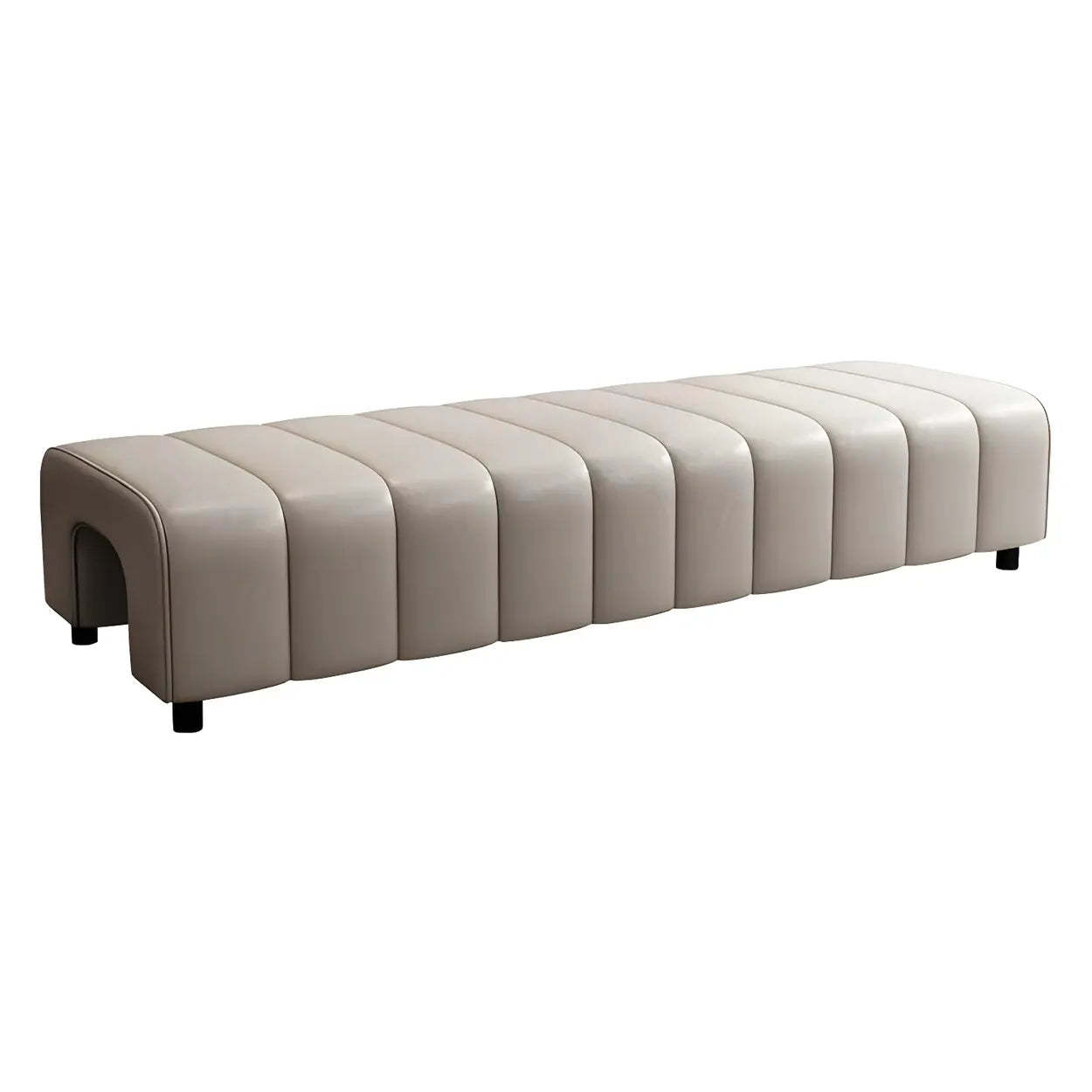 Off-White Genuine Leather Bedroom Bench — Blue