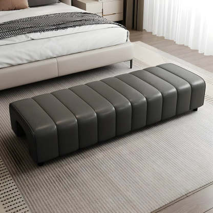 Off-White Genuine Leather Bedroom Bench — Orange