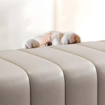 Off-White Genuine Leather Bedroom Bench — Grey