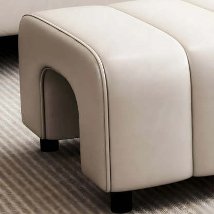 Off-White Genuine Leather Bedroom Bench — Black