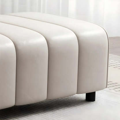 Off-White Genuine Leather Bedroom Bench — Off-White