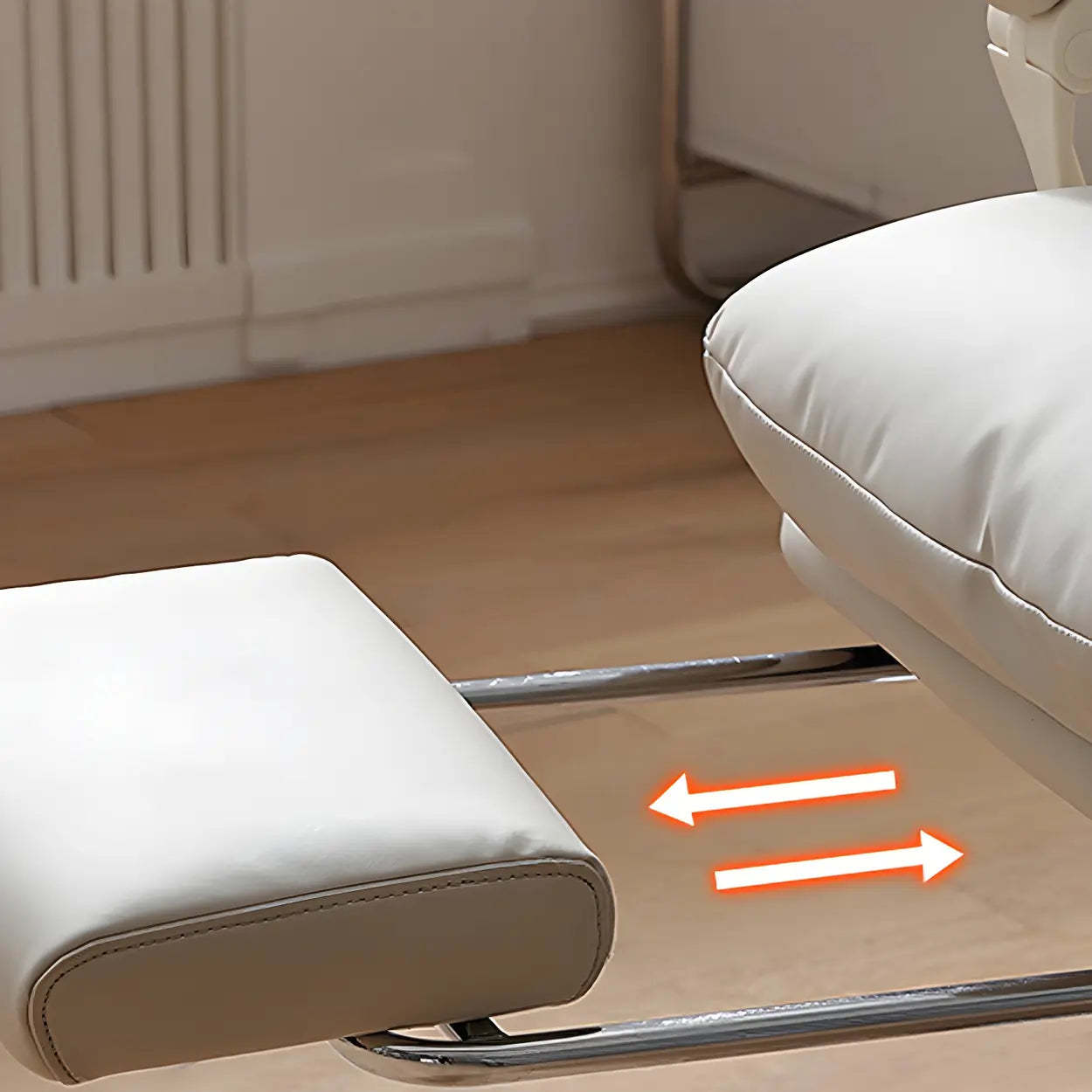 Off-White Leather Reclining Executive Office Chair