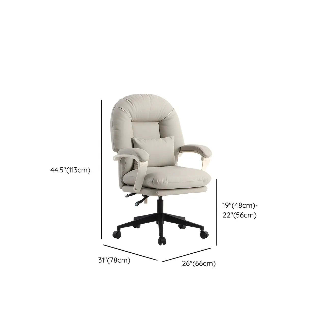Off-White Leather Reclining Executive Office Chair