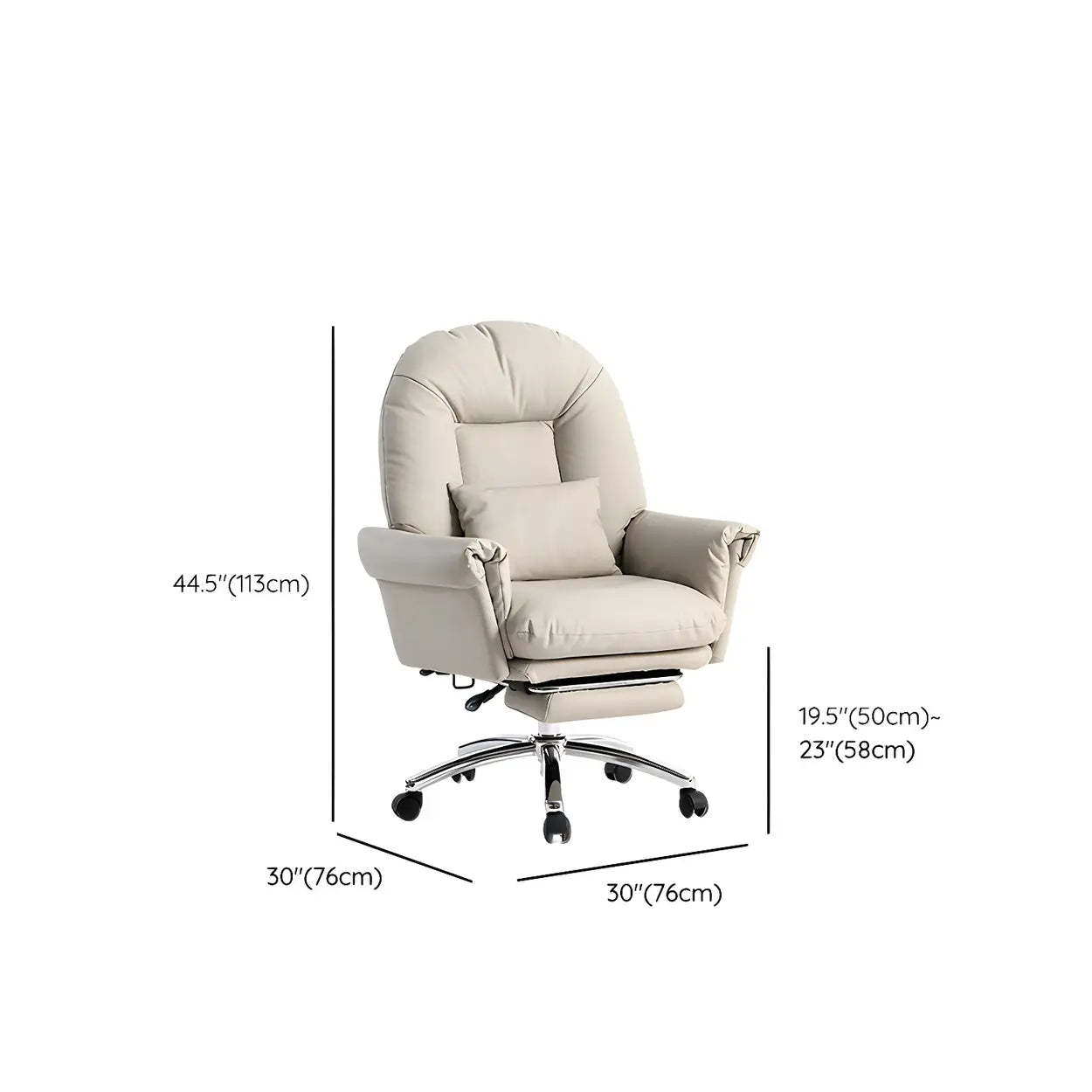 Off-White Leather Reclining Executive Office Chair