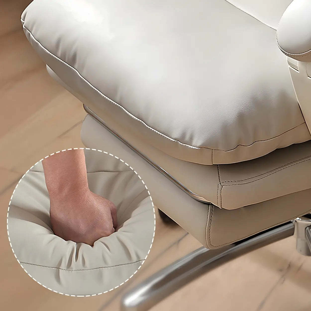 Off-White Leather Reclining Executive Office Chair