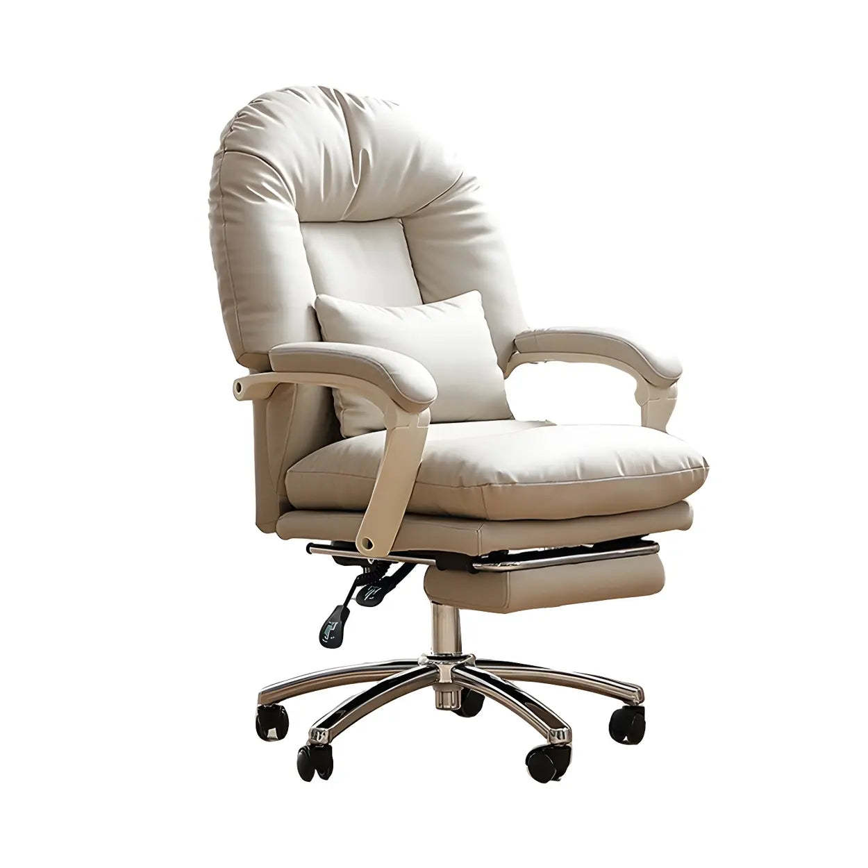 Off-White Leather Reclining Executive Office Chair
