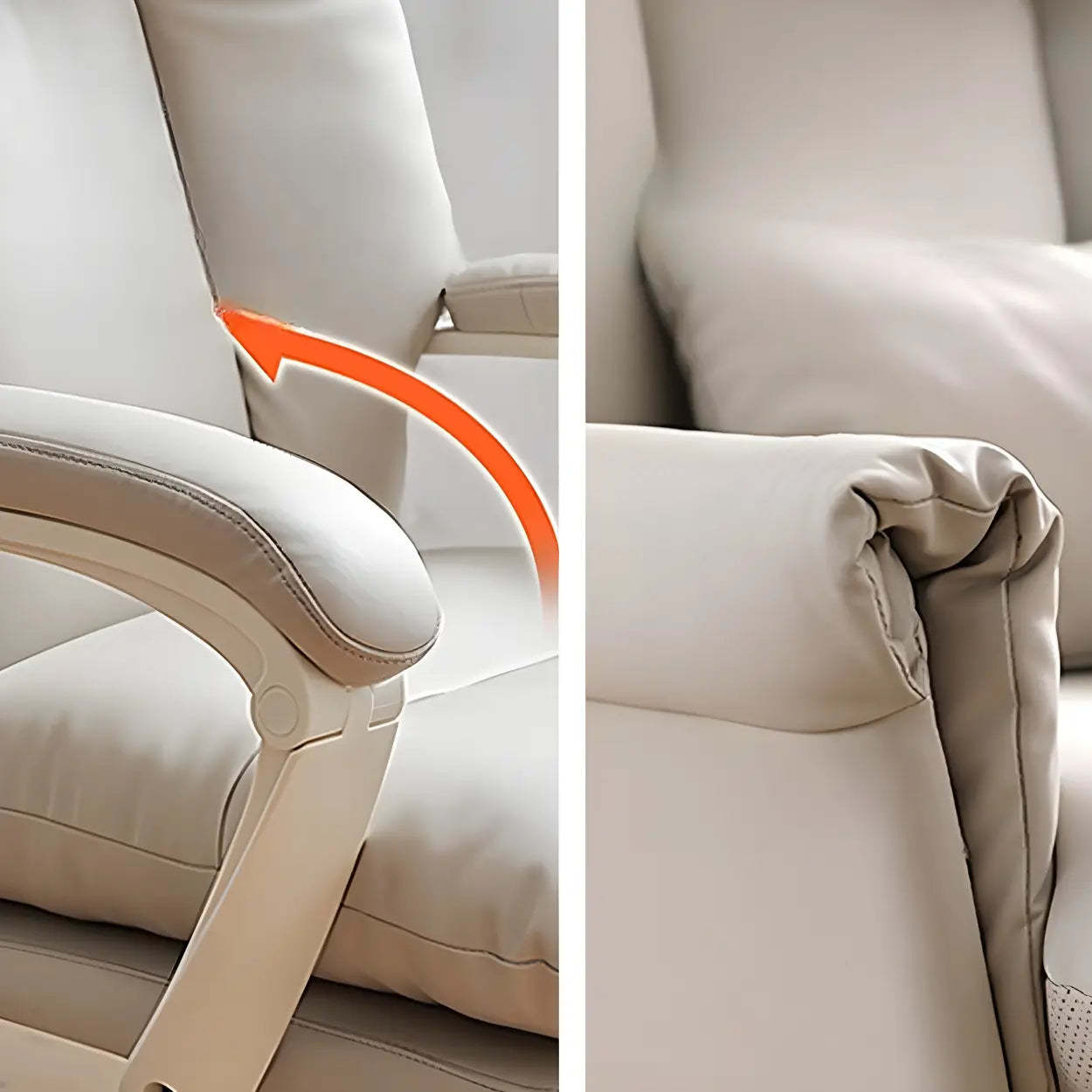 Off-White Leather Reclining Executive Office Chair