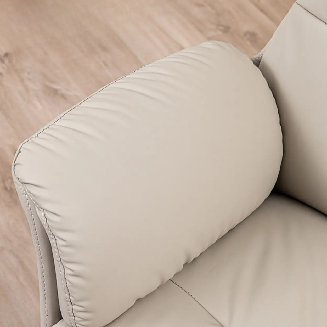 Off-White High-Back Leather Swivel Office Chair