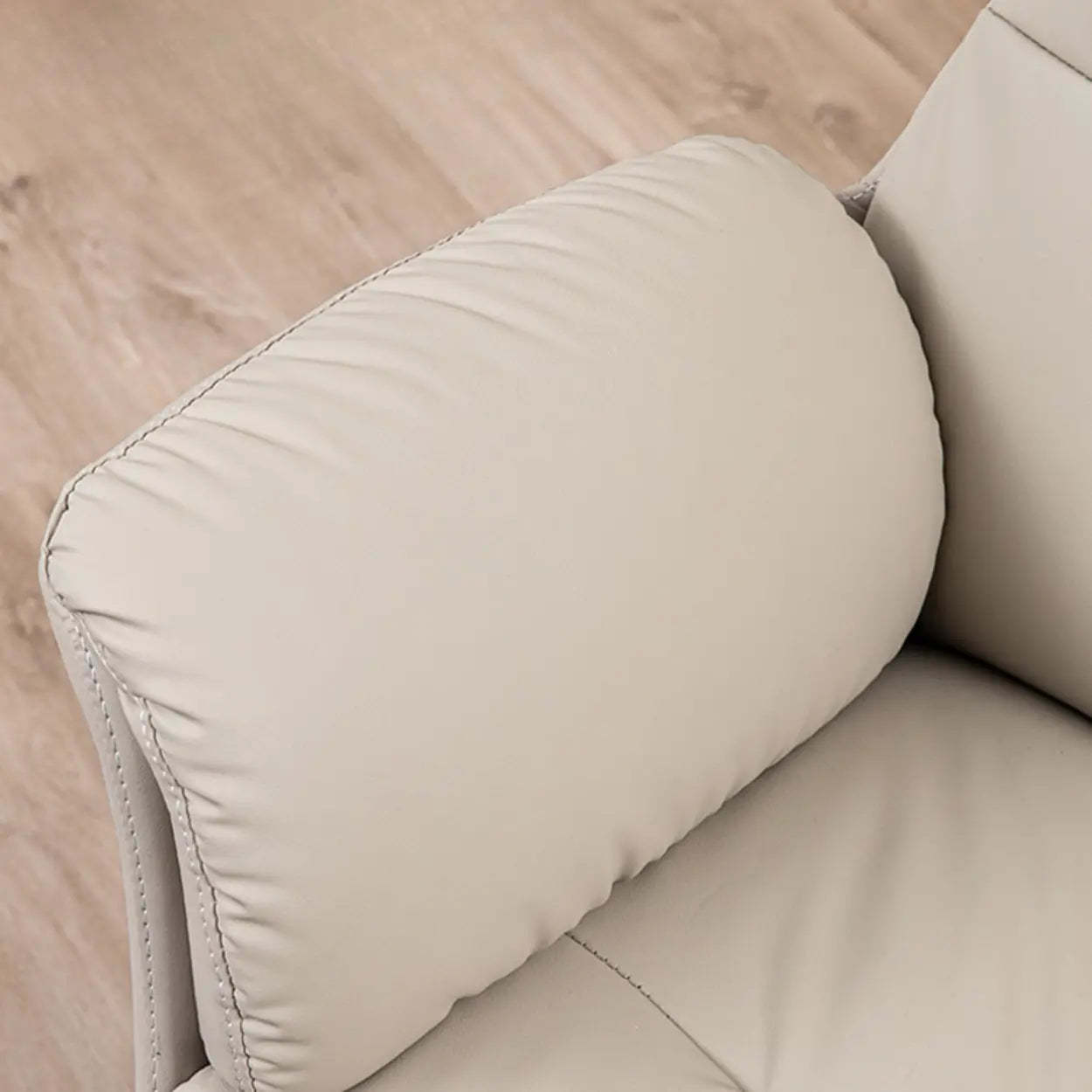 Off-White High-Back Leather Swivel Office Chair