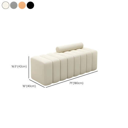 Off-White Pine Wood Upholstered Bedroom Bench — Black