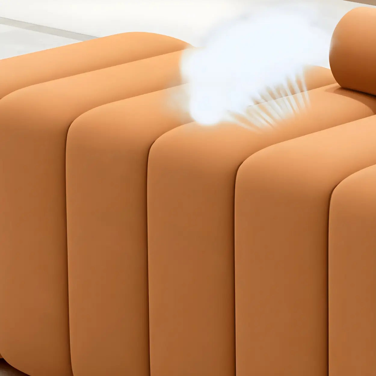 Off-White Pine Wood Upholstered Bedroom Bench — Orange