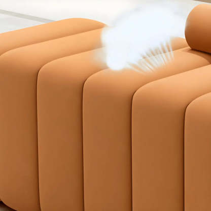 Off-White Pine Wood Upholstered Bedroom Bench — Orange